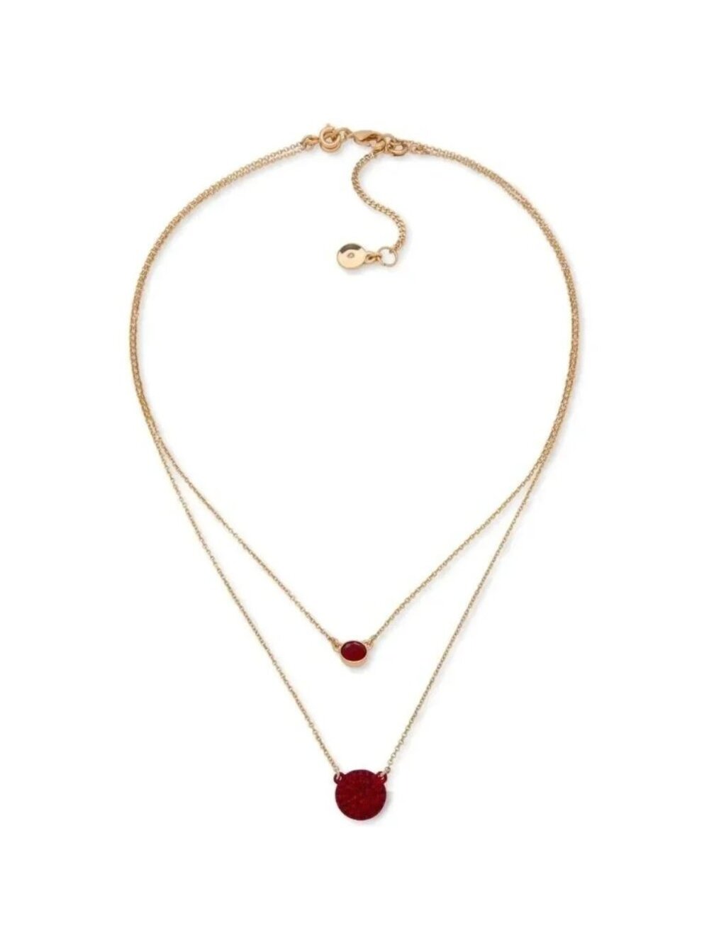 Dkny Two-Tone Pave Disc Layered Pendant Necklace NWT